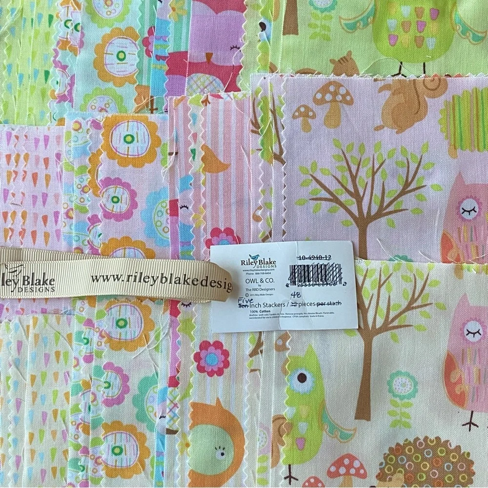 Fabric-(48)-5” squares “Owl & Co” pattern by Riley Blake Designs